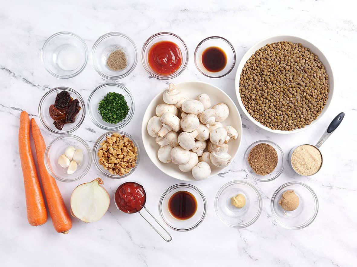 Die Zutaten für ein Linsenbrot.