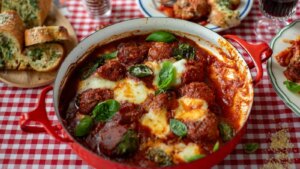Donal's Italian Kitchen: Gebackene Fleischbällchen und Knoblauchbrot